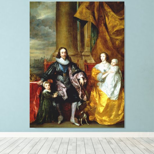 Henrietta Maria en Charles I van Van Dyck Canvas Afdruk (Insitu (Houten vloer))