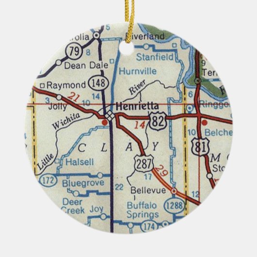 Henrietta TX kaart Keramisch Ornament (Voorkant)