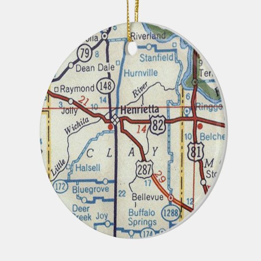 Henrietta TX  kaart Keramisch Ornament (Links)