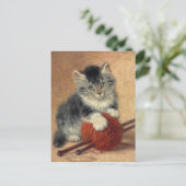 Henriëtte Ronner-Knip A kitten met een wolbal Briefkaart (Staand voorkant)