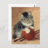 Henriëtte Ronner-Knip A kitten met een wolbal Briefkaart (Voorkant / Achterkant)
