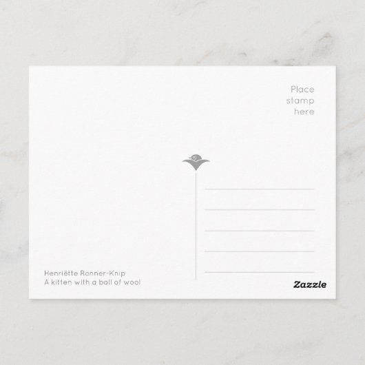 Henriëtte Ronner-Knip A kitten met een wolbal Briefkaart (Achterkant)