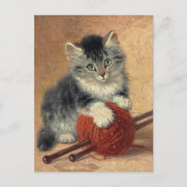 Henriëtte Ronner-Knip A kitten met een wolbal Briefkaart