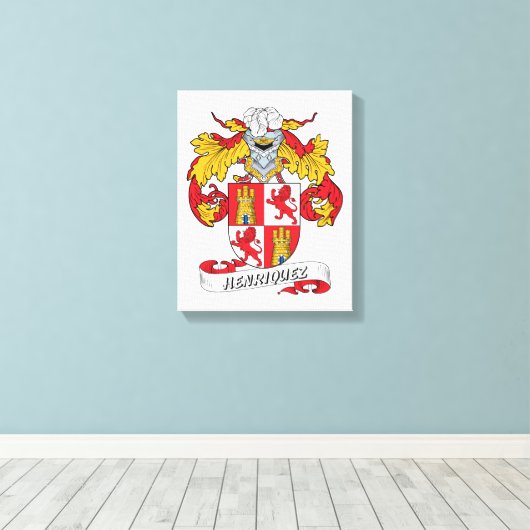 Henriquez Family Crest Canvas Afdruk (Insitu (Houten vloer))