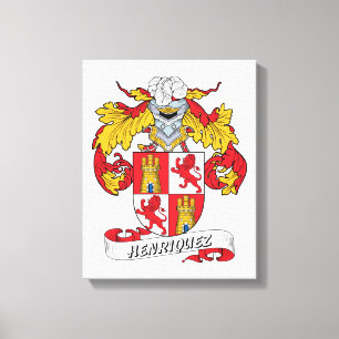 Henriquez Family Crest Canvas Afdruk