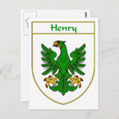Henry Coat of Arms / Family Crest Briefkaart (Voorkant / Achterkant)