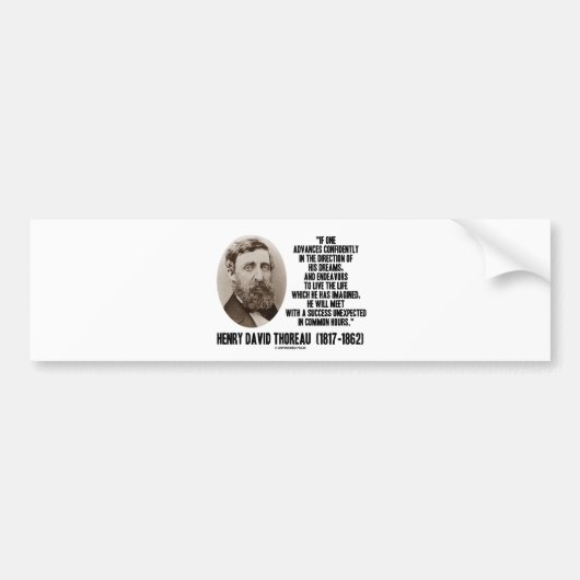 Henry David Thoreau Advance Dreams Bumpersticker (Voorkant)