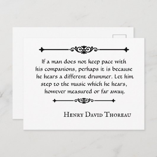 Henry David Thoreau citeert Drummer Briefkaart (Voorkant / Achterkant)