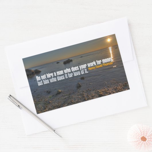 Henry David Thoreau Inspirerend citaat "Werk" Rechthoekige Sticker (Envelop)