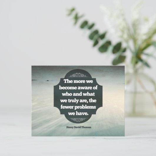 Henry David Thoreau Inspirerend quote "Aware" Briefkaart (Staand voorkant)