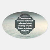 Henry David Thoreau Inspirerend quote "Aware" Ovale Sticker (Voorkant)