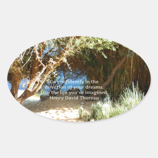 Henry David Thoreau Motivatie Dream Quotation Ovale Sticker (Voorkant)