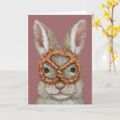 Henry de bunny met pretzel wenskaart kaart (Gele Bloem)