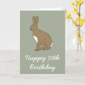 Henry de Hare Happy 50th Birthday Groeten Kaart (Gele Bloem)