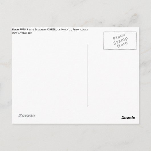 Henry & Elizabeth (SCHNELL) RUPP of York Co., PA Briefkaart (Achterkant)