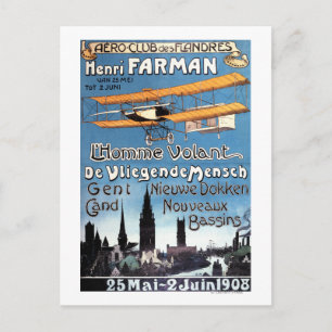 Henry Farman Flies het Vliegende Poster van Promo Briefkaart