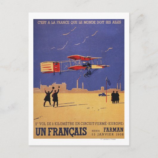 Henry Farman Flies op Issy-les-Moulineaux Briefkaart (Voorkant)