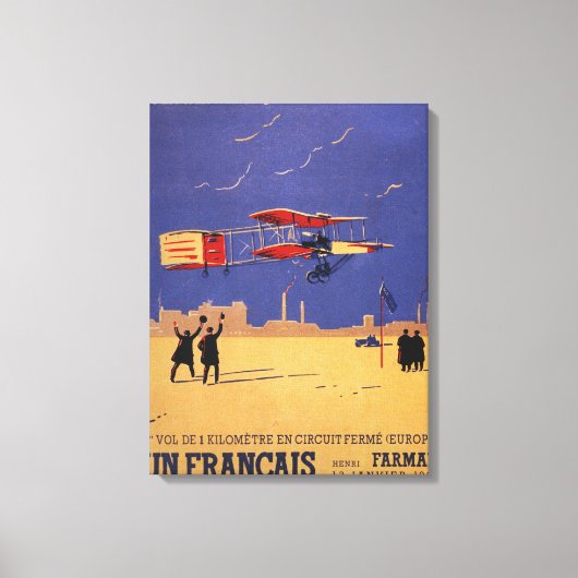 Henry Farman Flies op Issy-les-Moulineaux Canvas Afdruk (Voorkant)