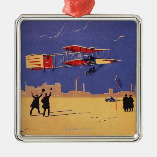 Henry Farman Flies op Issy-les-Moulineaux Metalen Ornament (Voorkant)
