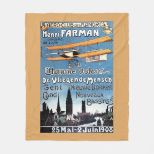 Henry Farman vliegt met het Poster van de Flying M Fleece Deken