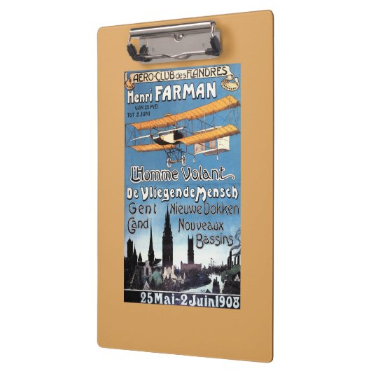 Henry Farman vliegt met het Poster van de Flying M Klembord (Links)