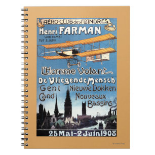 Henry Farman vliegt met het Poster van de Flying M Notitieboek