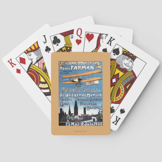 Henry Farman vliegt met het Poster van de Flying M Pokerkaarten (Achterkant)