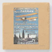 Henry Farman vliegt met het Poster van de Flying M Stenen Onderzetter (Voorkant)