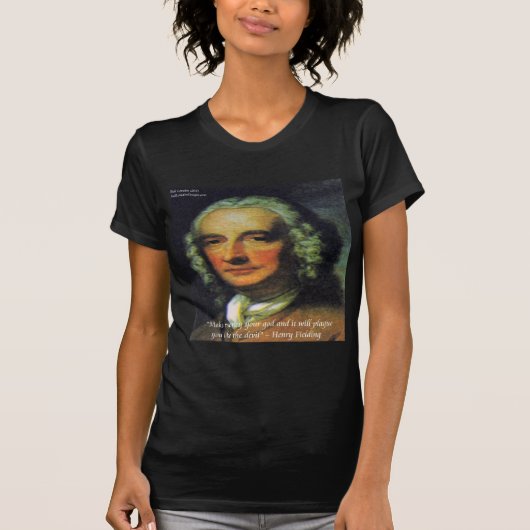 Henry Fielding "Als geld je God is" citaat T-shirt (Voorkant)