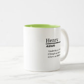 Henry, jongen gepersonaliseerde naam definitie tweekleurige koffiemok (Voorkant rechts)