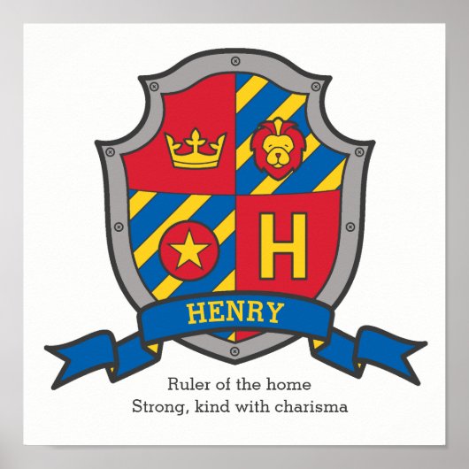 Henry jongens met naam heraldry shield poster (Voorkant)