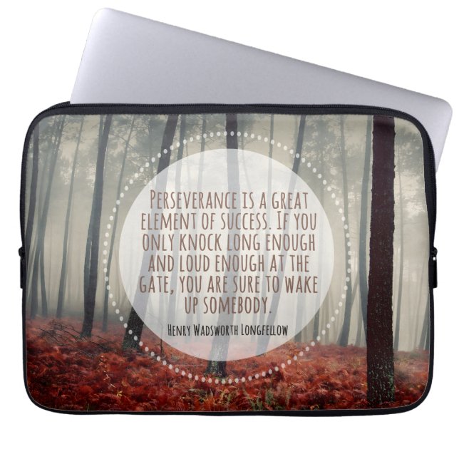 Henry Longfellow Inspirerend citaat volharding Laptop Sleeve (Voorkant)