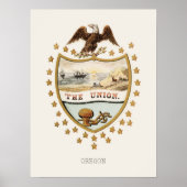 Henry Mitchell Oregon Staatswapen 1876 Rare Poster (Voorkant)