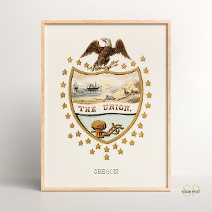 Henry Mitchell Oregon Staatswapen 1876 Rare Poster