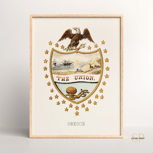 Henry Mitchell Oregon Staatswapen 1876 Rare Poster