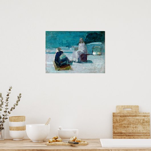 Henry Ossawa Tanner Study voor Christus en Nicodem Poster (Keuken)