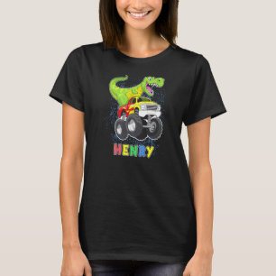 Henry personaliseerde dinosaurus op een monstertru t-shirt