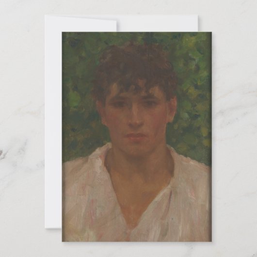 Henry Scott Tuke - Portret van een jong Man met op Kaart (Voorkant)