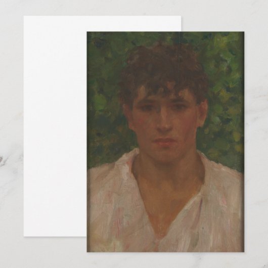 Henry Scott Tuke - Portret van een jong Man met op Kaart (Voorkant / Achterkant)
