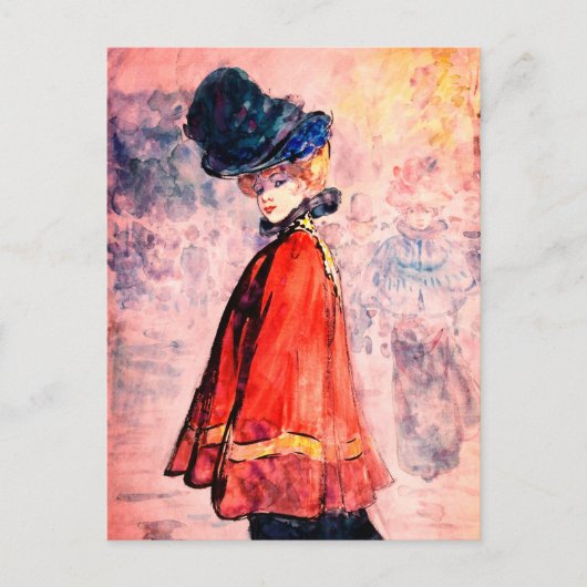 Henry Somm - legant in Red Cape Briefkaart (Voorkant)
