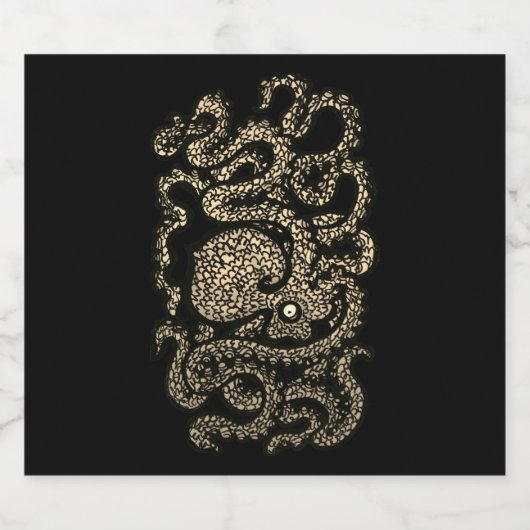 Henry the Happy Octopus (sepia) Sparkling Wijnetiket (Enkel label)