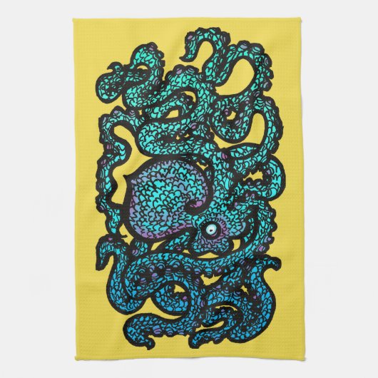 Henry the Happy Octopus Theedoek (Verticaal)