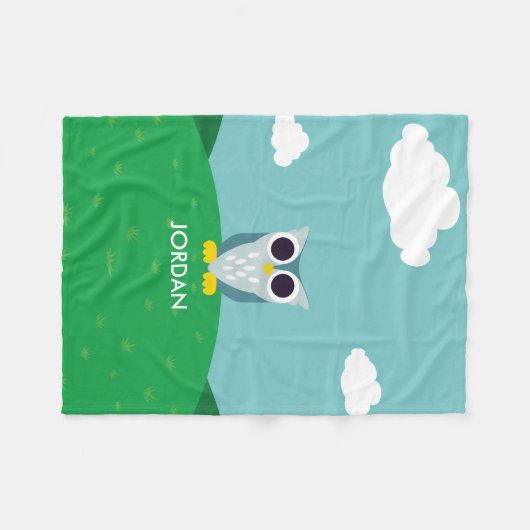 Henry the Owl Fleece Deken (Voorkant (Horizontaal))