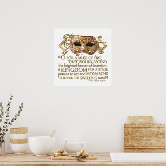 Henry V Quote (Gold Version) Poster (Keuken)