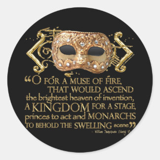 Henry V Quote (Gold Version) Ronde Sticker