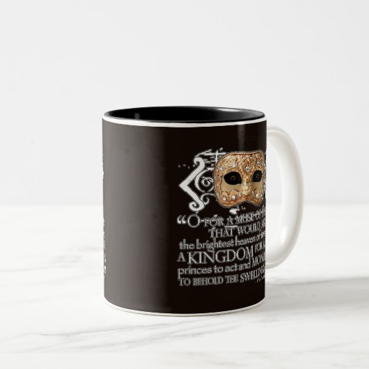 Henry V Quote Tweekleurige Koffiemok (Voorkant rechts)