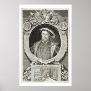 Henry VIII (1491-1547), na een schilderij in de Ro Poster
