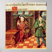 Henry VIII die een Harp speelt met zijn Fool Wil Poster (Voorkant)