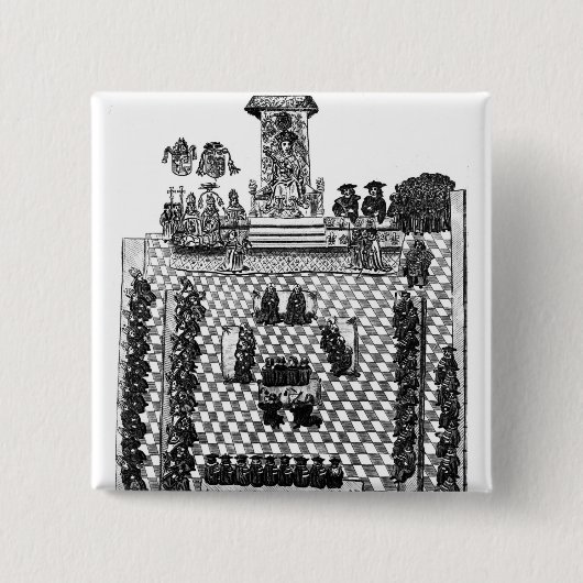 Henry VIII en Parlement in 1523 Vierkante Button 5,1 Cm (Voorkant)