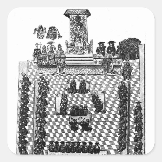 Henry VIII en Parlement in 1523 Vierkante Sticker (Voorkant)